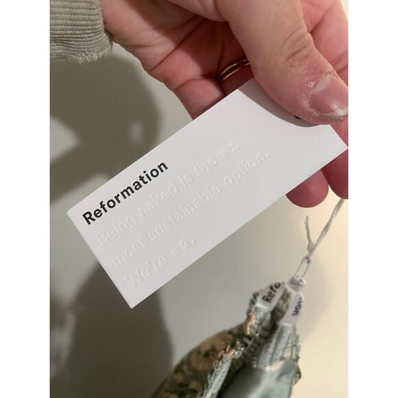 NWT Reformation Marguerite‎ Silk Dress in Tarragon Size 14 - Picture 12 of 15